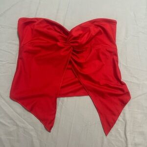 Red Strapless Knot Top